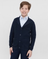 Кардиган на пуговицах с карманами и воротником синий Button Blue, школьная форма для мальчиков  фото, kupilegko.ru